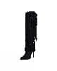 Nine West Women's Pointed Toe Stiletto Heel Fringe Boot — Black Suede