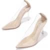 Glass Doll Pointed Toe Lucite Heel Pumps — Nude