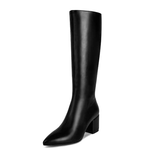 Wetkiss Sparkly Rhinestone Knee High Boots for Women Weddings Dates — Matteblack
