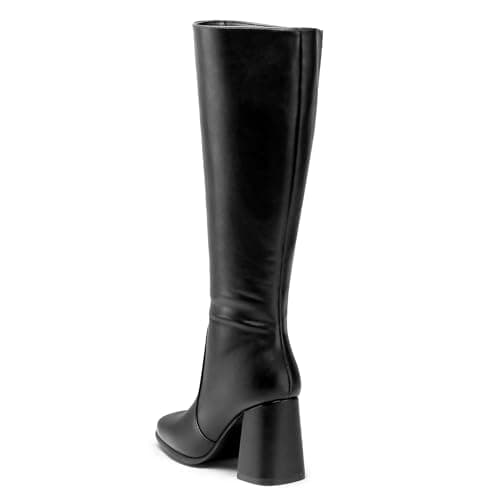 mysoft Women's Knee High Block Heel Square Toe Long Dress Boots
