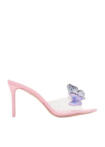 Richealnana Women's Butterfly Transparent Stiletto Heel Pointed Toe Mule