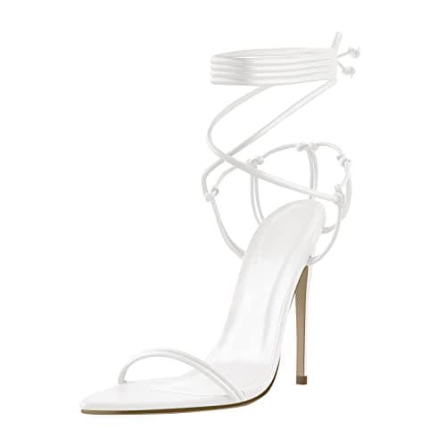 Richealnana Women's Pointy Toe Crisscross Straps Lace-Up Sandals