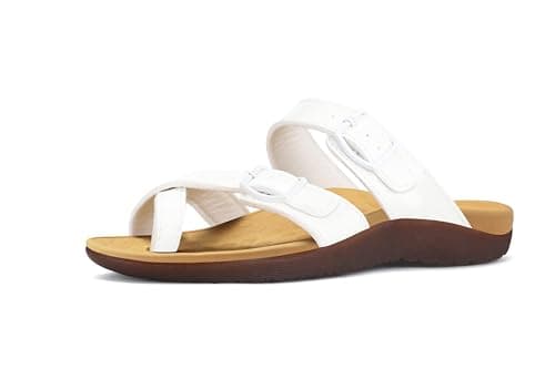 Mysoft Women's Arch Support Slide SandalsComfortable Walk Summer Flip Flops — White
