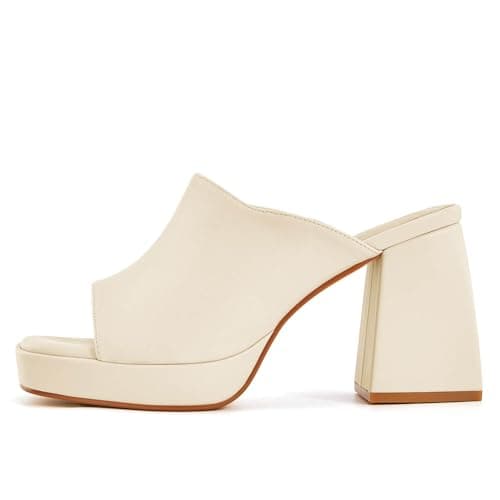 Coutgo Womens Chunky Platform Block Heel Slip-On Sandals