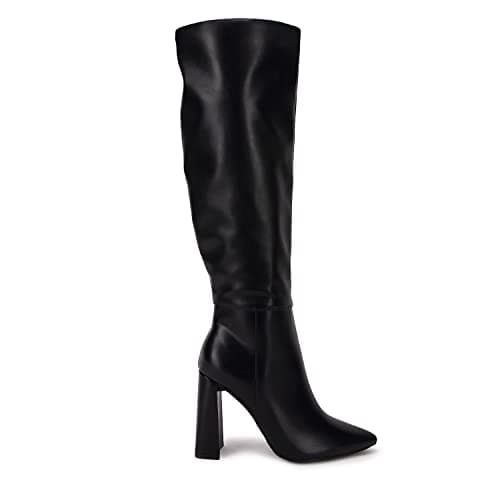 Juliet Holy Women's Wide Calf Chunky Knee-High Go-Go Boots with Side Zipper