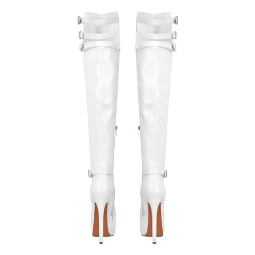 Women's Platform Boots with Stiletto Heels and Cutout Zip-Up Design
