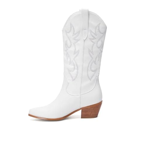 Vintage Gold Embroidered Western Cowgirl Boots — Z-white