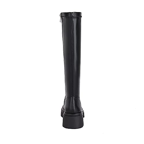 Vivianly Women's Knee High Chunky Heel Zip Boots