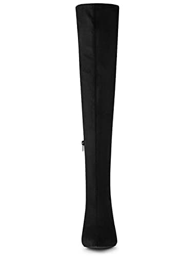 Allegra K Women's Chunky Heels Over the Knee Rhinestone Boots