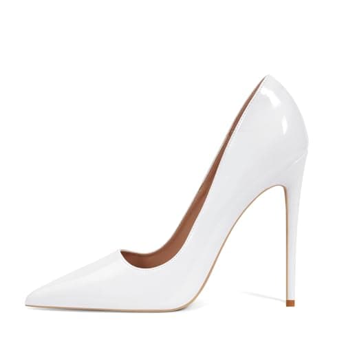Elisabet Tang Women's Pointed Toe 4.7 inch Stiletto Heels Party Shoes — White