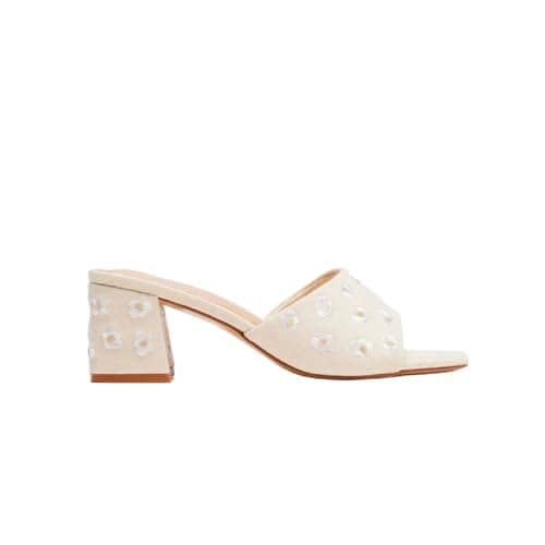 Richealnana Women's Chunky Block Heel Flower Mule Sandals