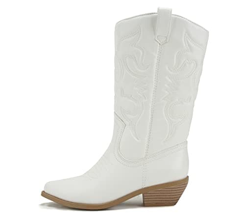 All-White Soda Red Knee High Cowboy Boots with Pull-On Tabs