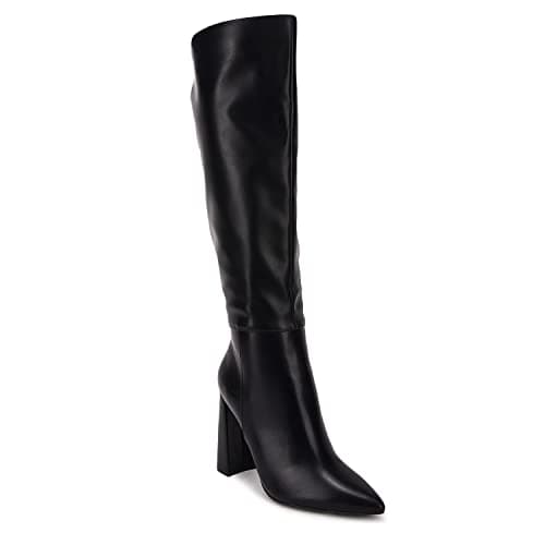 Juliet Holy Women's Wide Calf Chunky Knee-High Go-Go Boots with Side Zipper