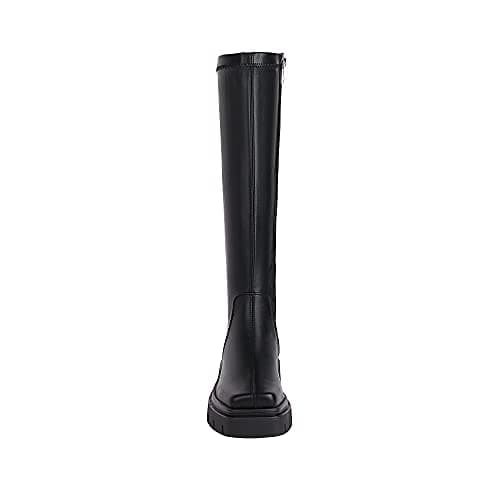 Vivianly Women's Knee High Chunky Heel Zip Boots