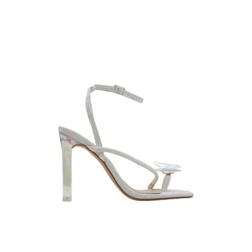 Richealnana Women's Crisscross Buckle Toe Ring Sandals with Clear Heels