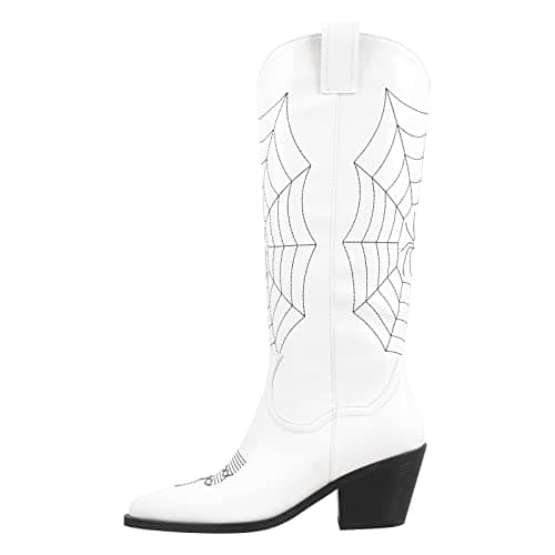 Richеalninni Sparkle Rhinestone Cowboy Boots for Women — Web White