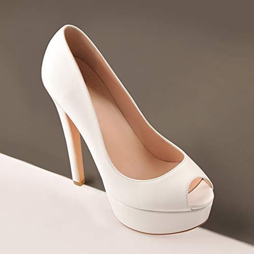Richealnana Women's Peep Toe Platform Classic Pumps