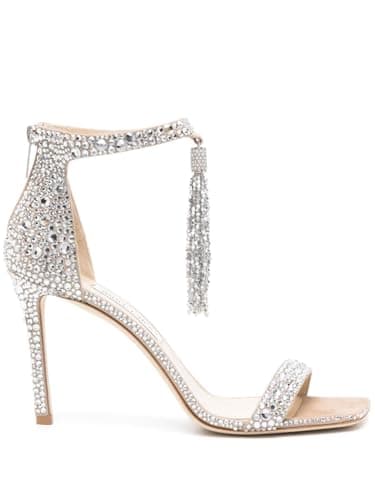 Richealnana Women's Sparkly Rhinestone Fringe Stiletto Heel Sandals for Party Prom