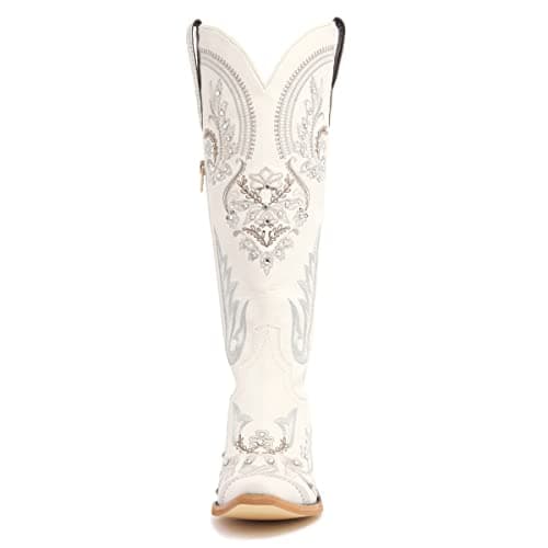 Western Cowboy Boots for Women Embroidered Rhinestones Knee High Boot