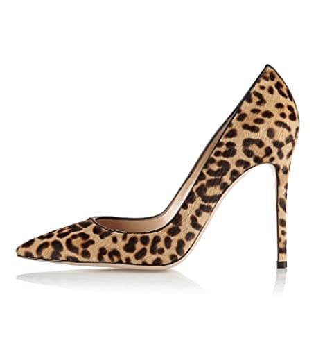 Eldof Women's Classic 4" Stiletto Heel Dress Pumps, Size 5-13 — Leopard Suede