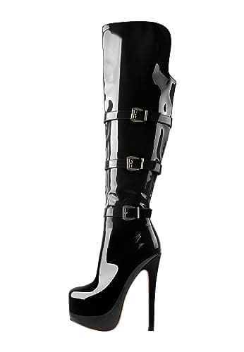Richealnana Women's Platform Over-the-Knee High Boots — Stiletto Black