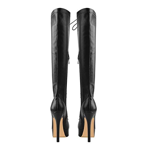 Richealnini Women's Lace-Up Knee High Stiletto Boots