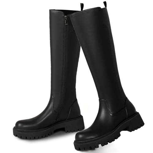 AIUNIIND Women's Knee High Stretch Platform BootsComfortable Calf Riding Boots