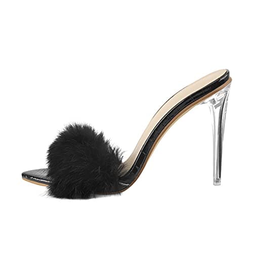 LISHAN Women's Fur Mules Slide Sandals