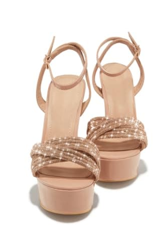Richealnana Women's Platform Rhinestone Buckle Sandals for Party Prom