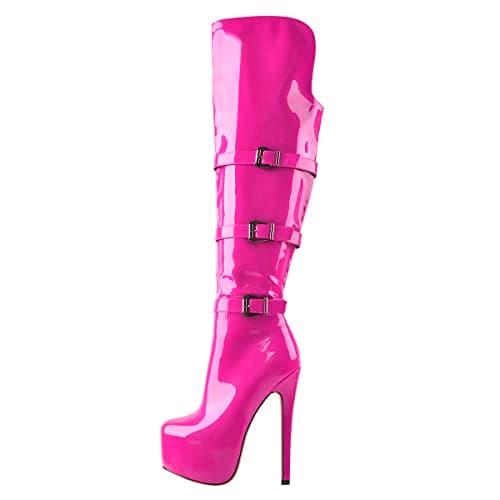 Richealnini Women's Knee-High Platform Stiletto Booties with Zipper