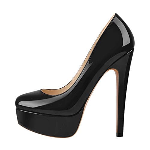 Richealnana Women's Double Platform Stiletto Heels — Black Patent Leather
