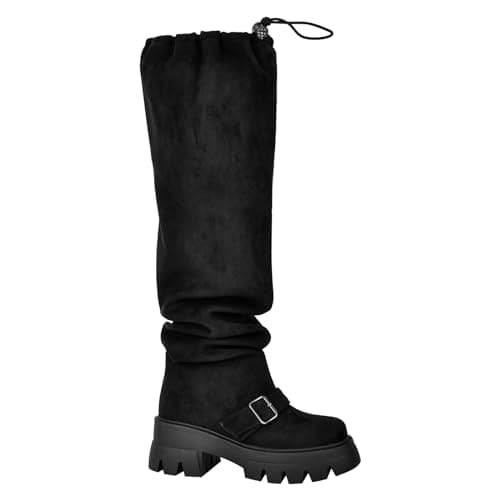 Richealnana Women's Platform Knee High Suede Boots