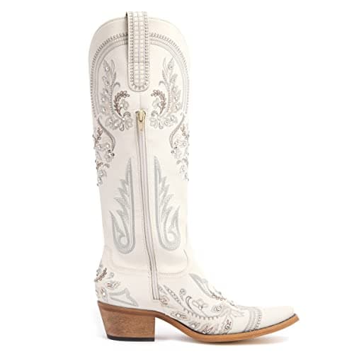 Western Cowboy Boots for Women Embroidered Rhinestones Knee High Boot