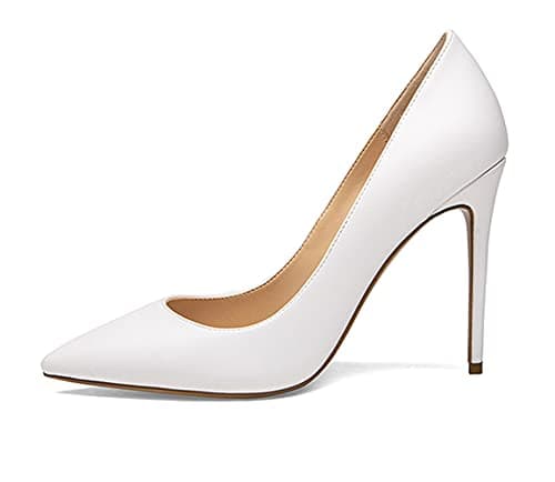 Eldof Women's Classic 4" Stiletto Heel Dress Pumps, Size 5-13 — White Matt