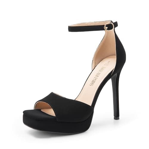Dream Pairs Women's High Heel Platform Ankle Strap Open Toe Sexy Sandals — Black-nubuck