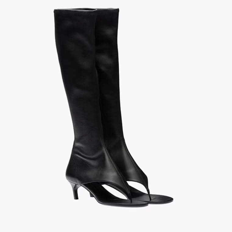 Sexytag Women's Open Toe Knee High Kitten Heel Thong Sandals