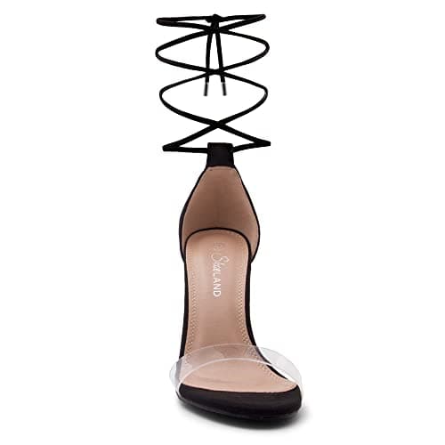 Shoe Land SL-ROSEMMINA Women's Strappy Heeled Rhinestone Sandals for Weddings & Parties