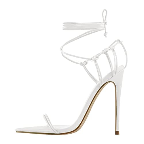 Richealnana Women's Pointy Toe Crisscross Straps Lace-Up Sandals
