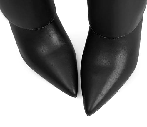 VIUGJNEX Women's Pointed Toe Stiletto Heel Zipper Knee High Boots