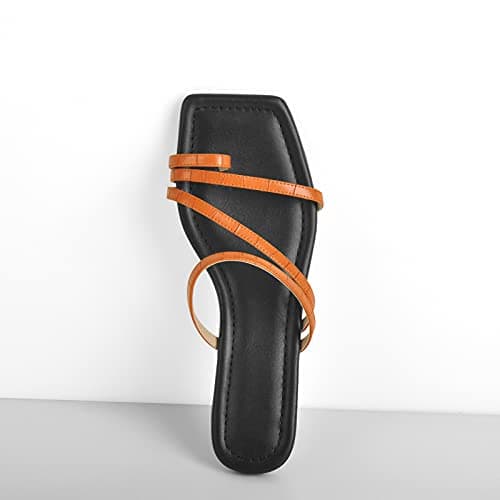 Women's Clear Straps Toe Ring Square Toe Flat Sandals