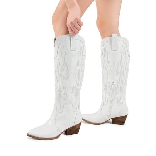 Dream Pairs Retro Women's Cowboy Knee High Embroidered Tall Boot