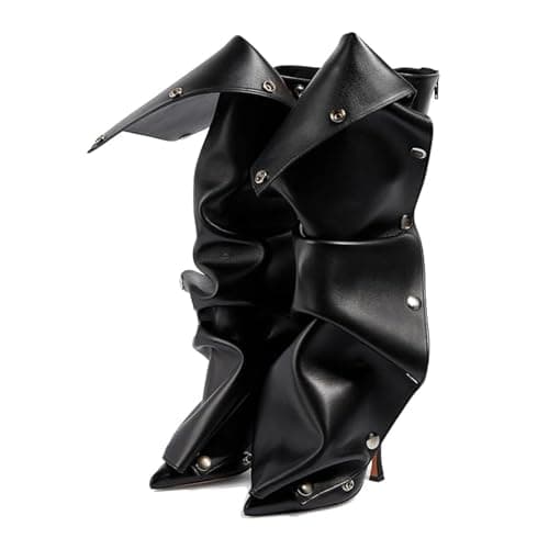 KaroNairy Women's Knee High Stiletto Boot with Detachable Panel