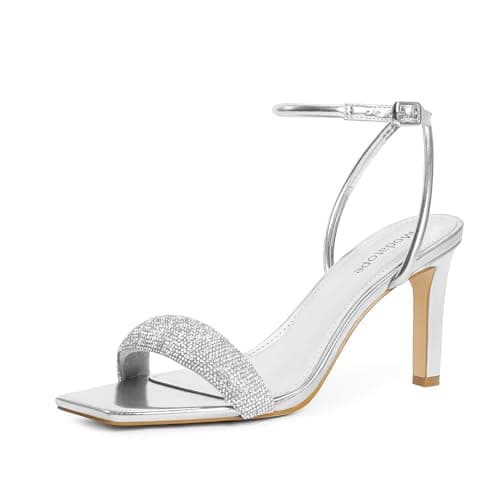Modatope Women's Square Toe Strappy Ankle Strap Heels for Party & Daily Wear