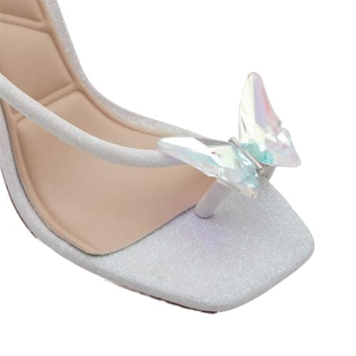 Richealnana Women's Crisscross Buckle Toe Ring Sandals with Clear Heels