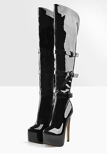 Richealnana Women's Over-the-Knee Lace-Up Zipper Boots