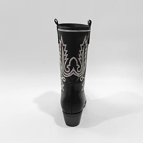 Women's Rhinestone Mid Calf Cowboy Boots