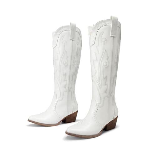 Dream Pairs Retro Women's Cowboy Knee High Embroidered Tall Boot
