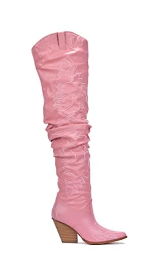 Cape Robbin Kelsey-21 Western Cowgirl Boots for Women — Pink