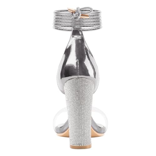 LALA IKAI Chunky Heeled Open Toe Sandals, White, Silver, Gold, Black