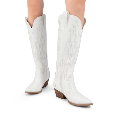 Dream Pairs Retro Women's Cowboy Knee High Embroidered Tall Boot